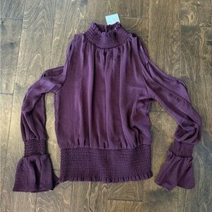 Elegant Plum Women's Top cold shoulder- NWT